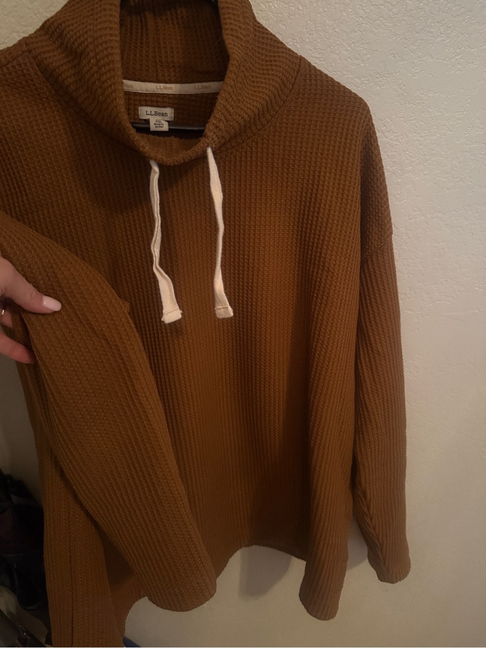 L.L. Bean Women’s Turtleneck Sweater - Brown with White drawcord